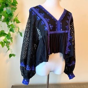 Lace Balloon Sleeve Blouse